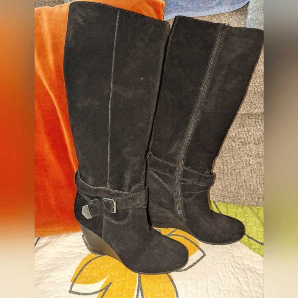 BCBG Suede Black Boots